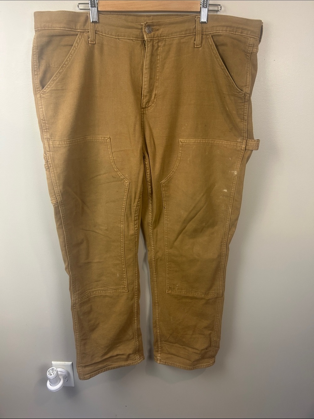 Old Navy Canvas Carpenter Utility Pants Men’s 42 Tan Built-In Flex